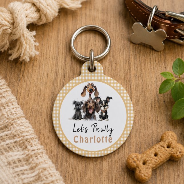 Dog Let's Pawty Birthday Pet Tag (Dog Let's Pawty Birthday Pet ID Tag)
