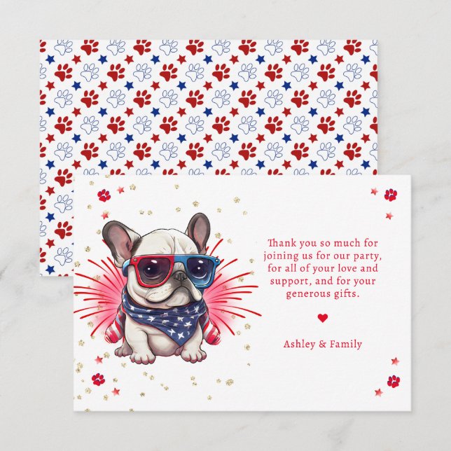 Dog Let's Pawty Birthday Thank You Card (Front/Back)