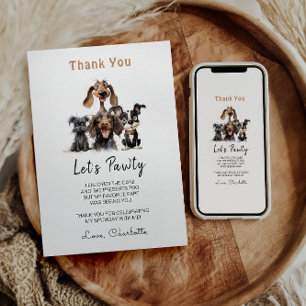 Dog Let's Pawty Birthday Thank You Card
