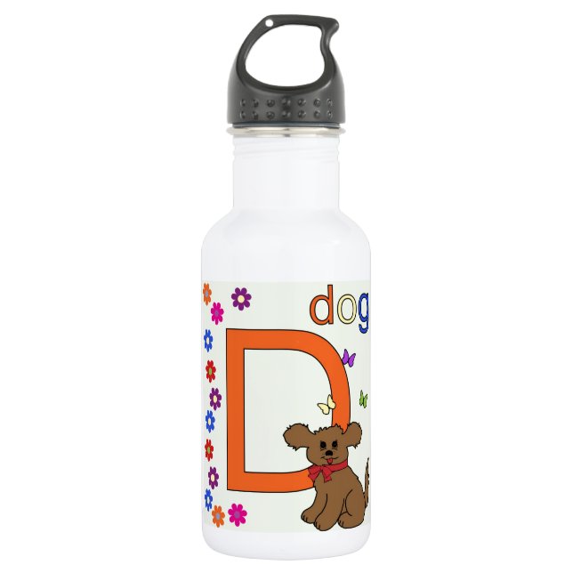Dog Letter D 532 Ml Water Bottle (Front)