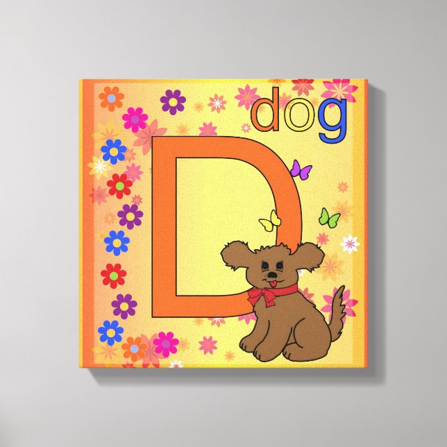 Dog Letter D Wrapped Canvas (Front)