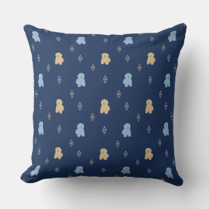 Dog Lhasa Apso pattern blue background Cushion
