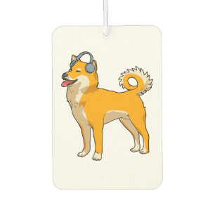 Dog Listening to Music Car Air Freshener