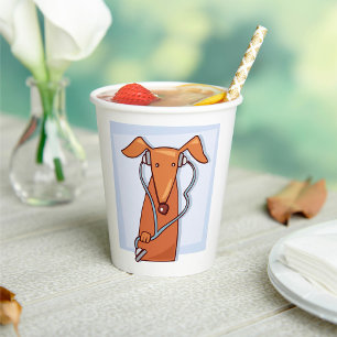 Dog Listening to Music Funny Headphones Pup  Paper Cups