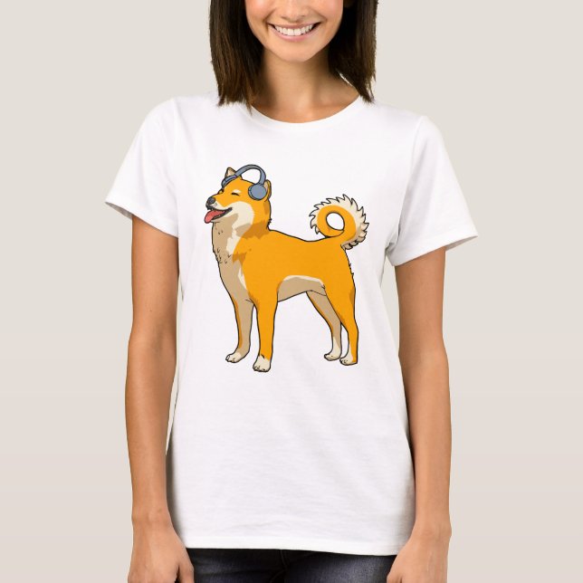 Dog Listening to Music T-Shirt (Front)