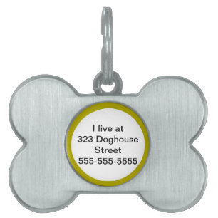 Dog location info on bone shaped pet tags