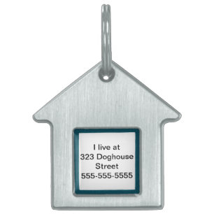 Dog location info on doghouse pet tags