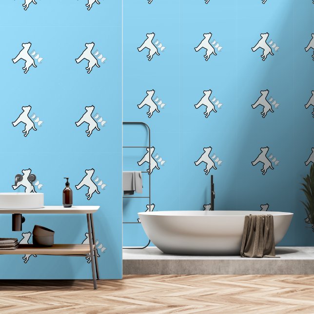 DOG Logo Blue White Diagonal   Wallpaper (Bathroom)