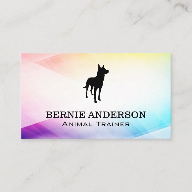 Dog Logo | Colourful Abstract Background Business Card (Front)
