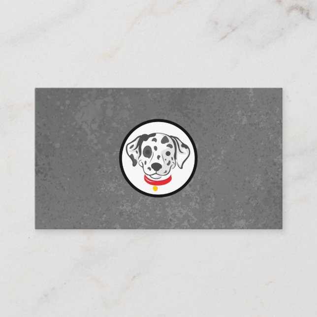 Dog Logo | Cute Spotted Dalmatian Doggy Business Card (Front)