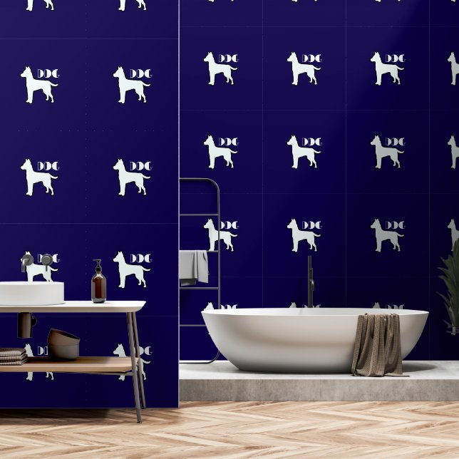 DOG Logo Dk Blue White Pet  Wallpaper (Bathroom)