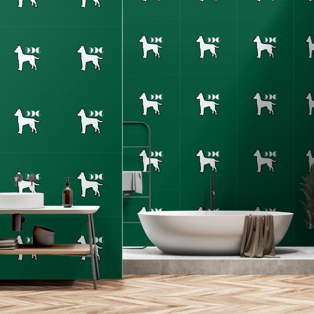 DOG Logo Dk Green White Dog Pet  Wallpaper (Bathroom)