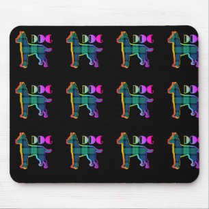 DOG Logo Green Plaid On Black Mouse Mat