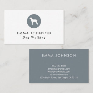 Dog Logo Grooming/walking Dusty Blue Business Card