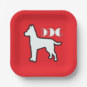 Dog Logo Red  Paper Plate