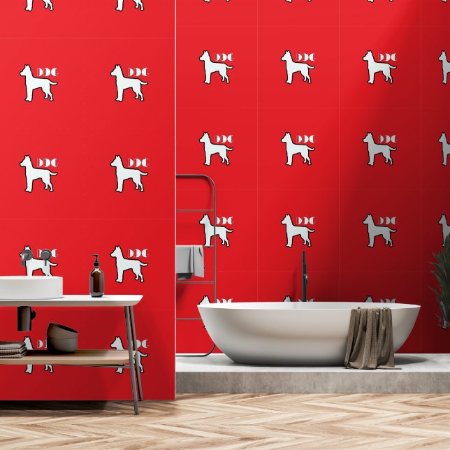 DOG Logo Red White Pet  Wallpaper (Bathroom)