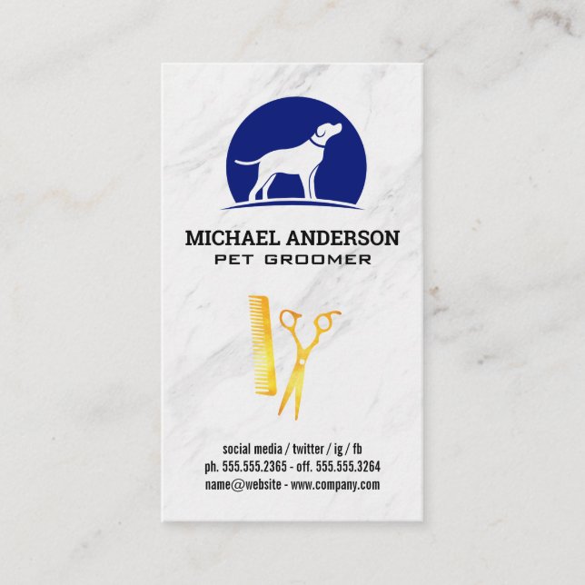 Dog Logo | Scissors and Comb Business Card (Front)