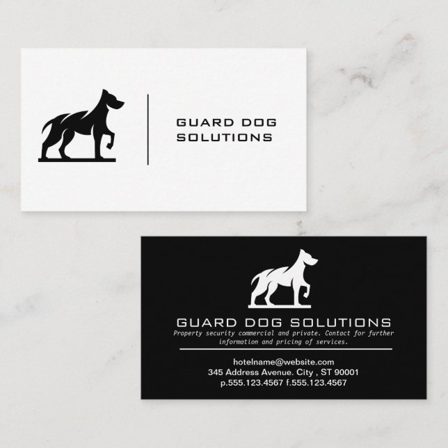 Dog Logo | Simple Black White Business Card (Front/Back)