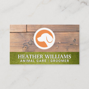 Dog Logo   Turf Wood   Animal Services Business Card