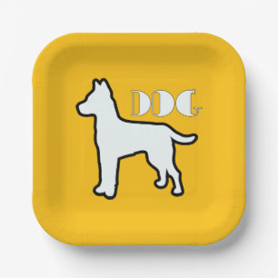 Dog Logo Yellow   Paper Plate