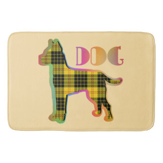 DOG Logo Yellow Plaid Bath Mat