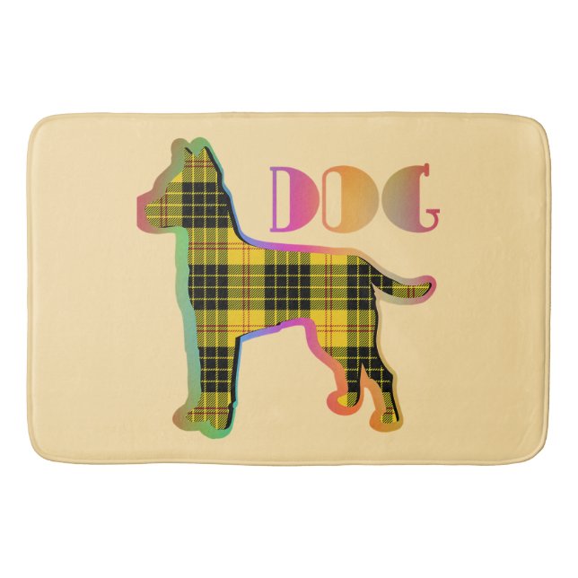 DOG Logo Yellow Plaid  Bath Mat (Front)