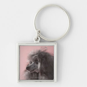 Dog looking away key ring