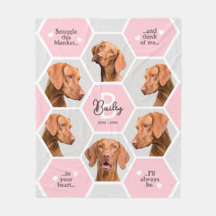 Dog Loss Gift Photo Collage Pet Memorial Pink Fleece Blanket