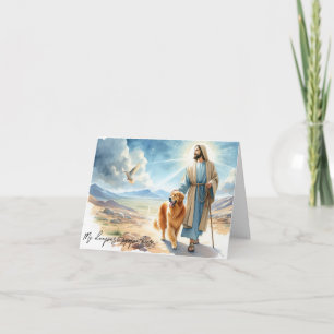  Dog Loss Sympathy-Jesus with Golden Retriever Card