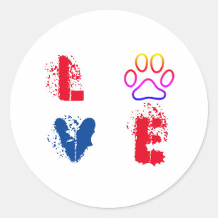 Dog Love Classic Round Sticker