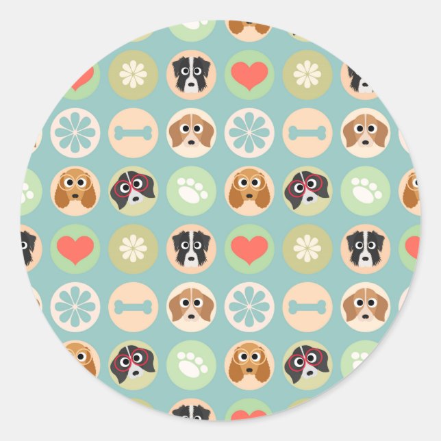 Dog Love Classic Round Sticker (Front)