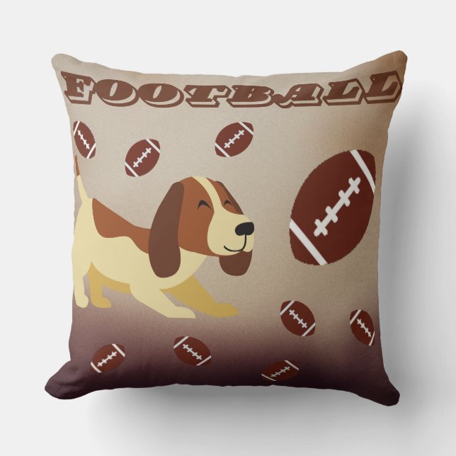 Dog love football cushion (Front)