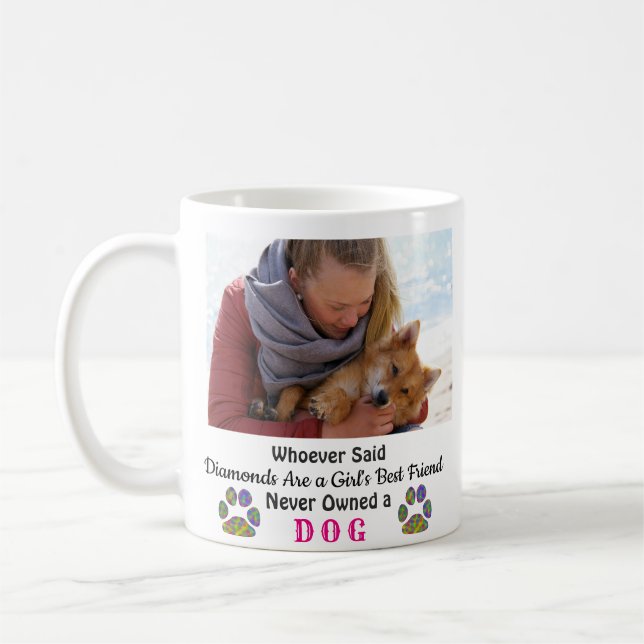 Dog Love Girl's Best Friend Pet Photo Coffee Mug (Left)