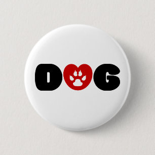 Dog Love Heart 6 Cm Round Badge