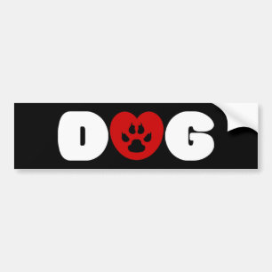 Dog Love Heart Bumper Sticker