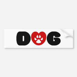 Dog Love Heart Bumper Sticker