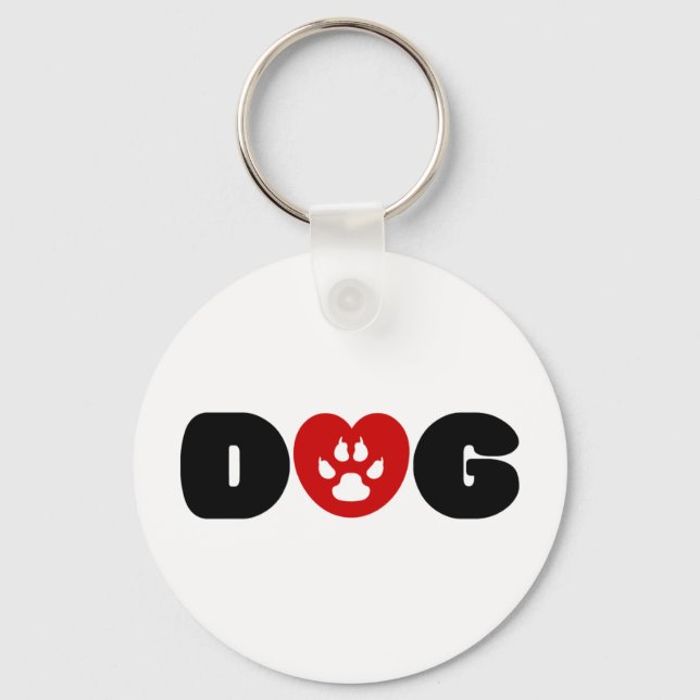 Dog Love Heart Key Ring (Front)