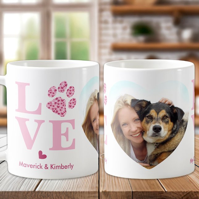 Dog LOVE Heart Photo Personalised Pet Valentine  Coffee Mug (Creator Uploaded)