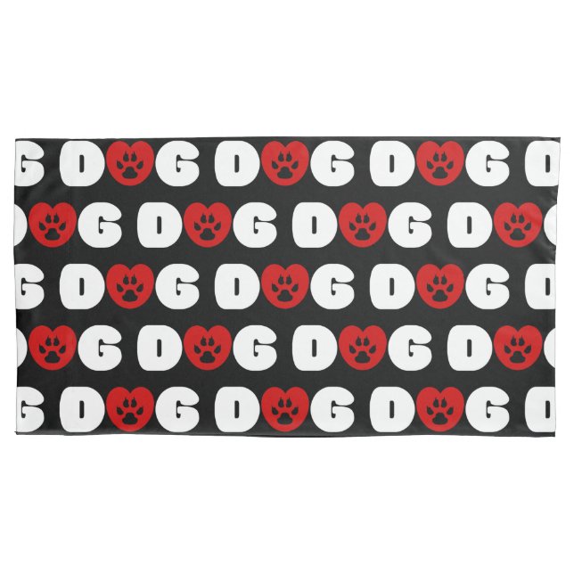 Dog Love Heart Pillowcase (Front-Left)