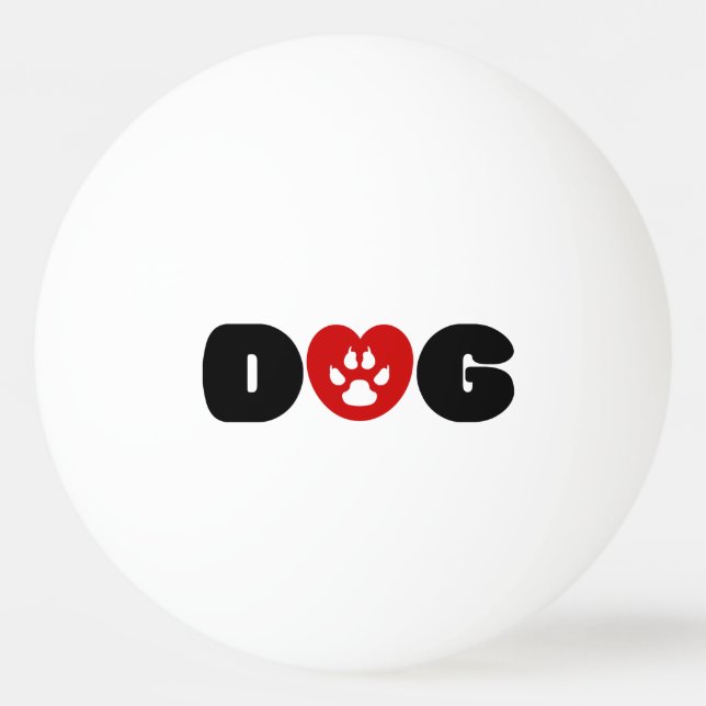 Dog Love Heart Ping Pong Ball (Front)