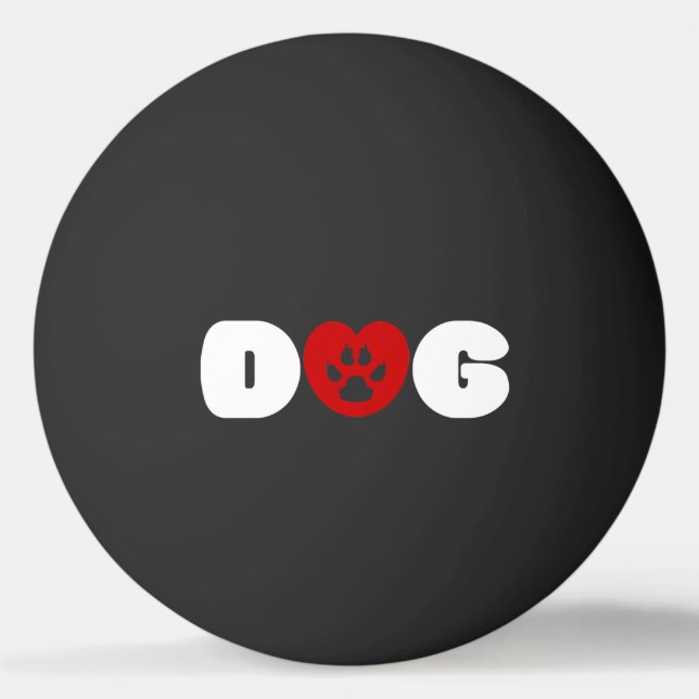Dog Love Heart Ping Pong Ball (Front)