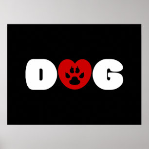 Dog Love Heart Poster