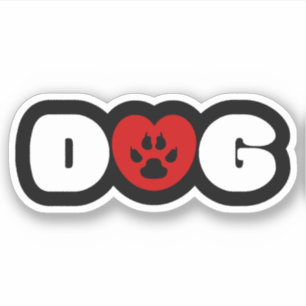 Dog Love Heart Sticker