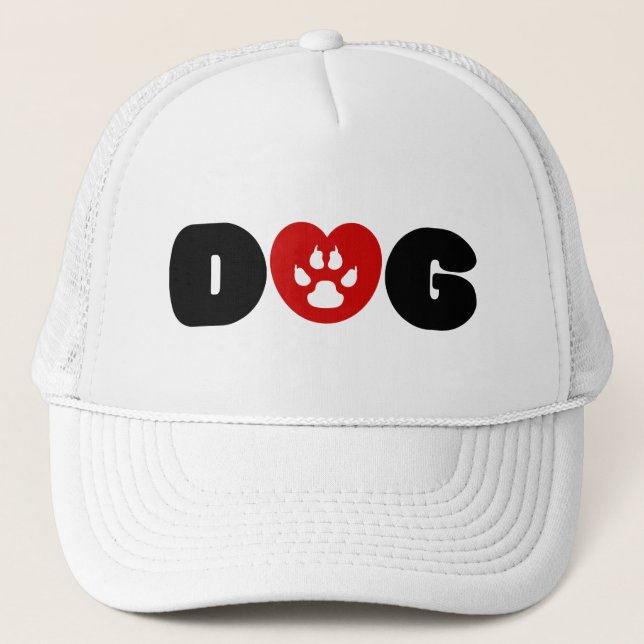 Dog Love Heart Trucker Hat (Front)