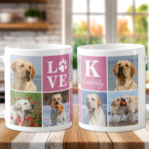 Dog LOVE Personalised 7 Photo Collage Paw Print Coffee Mug