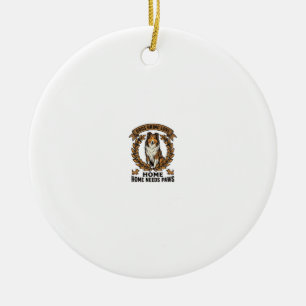 Dog Love Shirt Vintage Engraving Laurel Design_1 Ceramic Tree Decoration