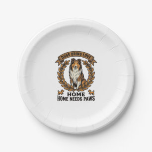 Dog Love Shirt Vintage Engraving Laurel Design_1 Paper Plate