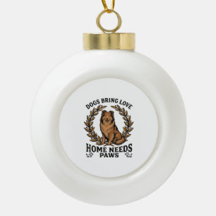 Dog Love Shirt Vintage Engraving Laurel Design (2) Ceramic Ball Christmas Ornament