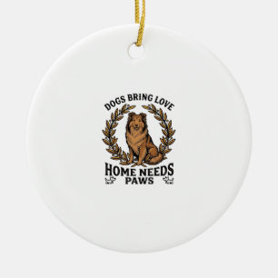 Dog Love Shirt Vintage Engraving Laurel Design (2) Ceramic Tree Decoration
