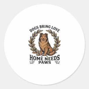 Dog Love Shirt Vintage Engraving Laurel Design (2) Classic Round Sticker